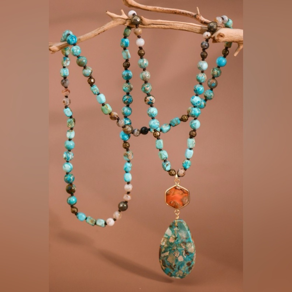 Desert Ocean Gemstone Statement Necklace